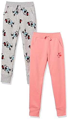 Amazon Essentials Disney | Marvel | Star Wars | Princess Girls' Fleece Jogger Sweatpants, Pack of 2, Minnie Icons, 10 Years