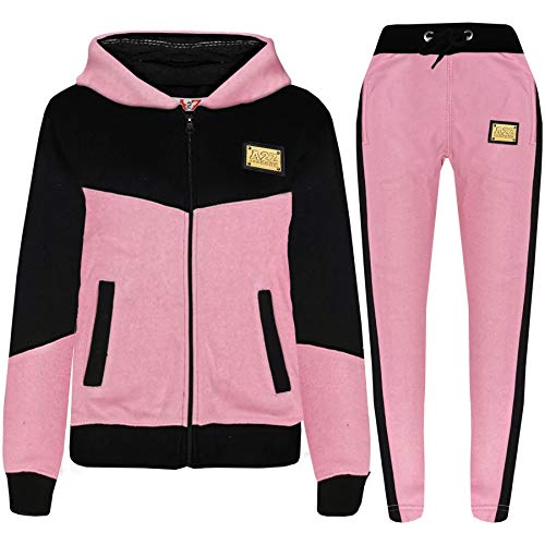 A2Z 4 Kids Girls Cotton Tracksuit Baby Pink Fleece Hoodie Top Joggers Bottom Suit Set Age 2-13 years