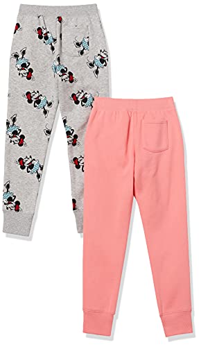 Amazon Essentials Disney | Marvel | Star Wars | Princess Girls' Fleece Jogger Sweatpants, Pack of 2, Minnie Icons, 10 Years