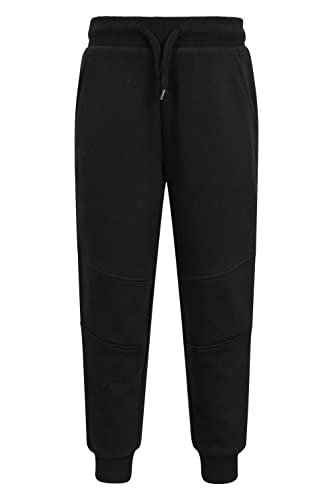 Mountain Warehouse Kids Active Club Joggers - 100% Organic Cotton Bottoms with Adjustable Waist & Side Pockets, for Boys & Girls - Best for, Running & Outdoors Black 9-10 Years