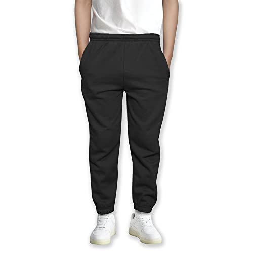 D&H CLOTHING UK Kids Boys Girls Fleece Jogging Bottom Childrens Jogger PE School Jog Pants Tracksuit Bottoms Sweatpants 12 to 13 Black