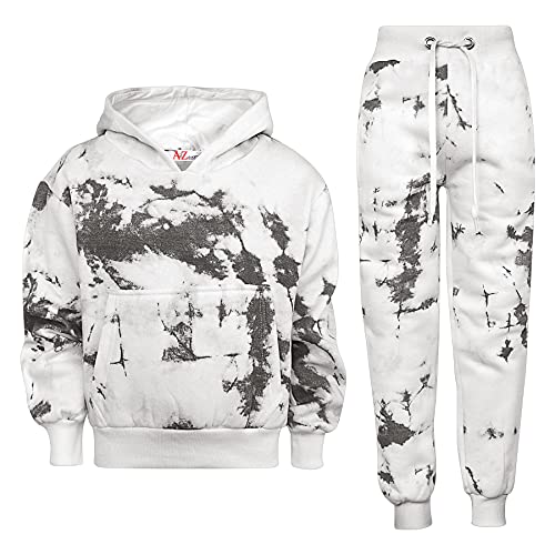A2Z 4 Kids Cropped Tie Dye Tracksuit Set Hoodie with Cuffed Jogging Sweatpants Pants Sports Activewear Set Girls Children Age 5-13 years
