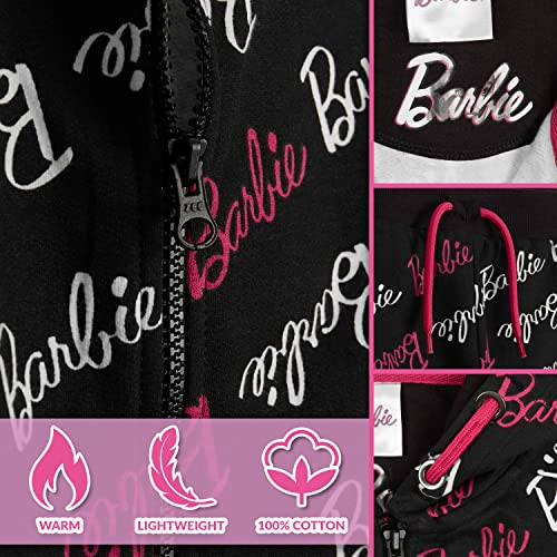 Barbie Clothes for Girls Lounge Wear Pink Hoodie Leggings Set Kids Tracksuit Hoodie Tracksuit Bottoms Official Merchandise Age 3-14 Gifts for Teenage Girls (Black, 5-6 Years)