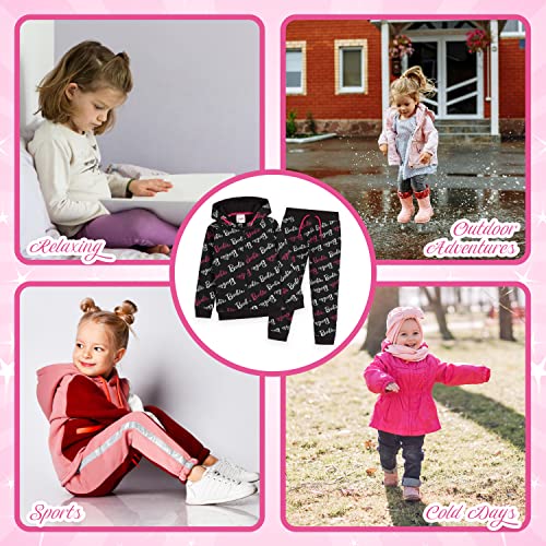Barbie Clothes for Girls Lounge Wear Pink Hoodie Leggings Set Kids Tracksuit Hoodie Tracksuit Bottoms Official Merchandise Age 3-14 Gifts for Teenage Girls (Black, 5-6 Years)