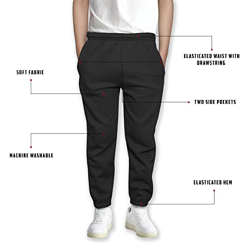 D&H CLOTHING UK Kids Boys Girls Fleece Jogging Bottom Childrens Jogger PE School Jog Pants Tracksuit Bottoms Sweatpants 12 to 13 Black