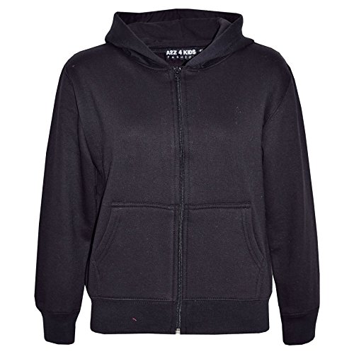 A2Z 4 Kids Girls Boys Unisex Plain Tracksuit Hoodie with Joggers - Plain Tracksuit Black 11-12
