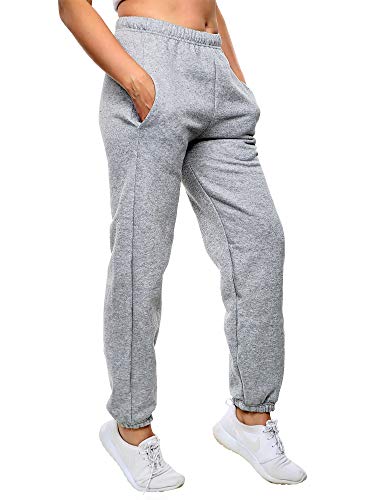 Love My Fashions® Kids Full-Length Close Ankle Cuff Plain Active Yoga Sweatpants Athletic Workout Joggers Bottom Drawstring Elastic Waist Fleece Trouser Girls Casual Sports (Light Grey, 11-12 Years)