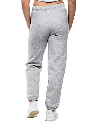 Love My Fashions® Kids Full-Length Close Ankle Cuff Plain Active Yoga Sweatpants Athletic Workout Joggers Bottom Drawstring Elastic Waist Fleece Trouser Girls Casual Sports (Light Grey, 11-12 Years)