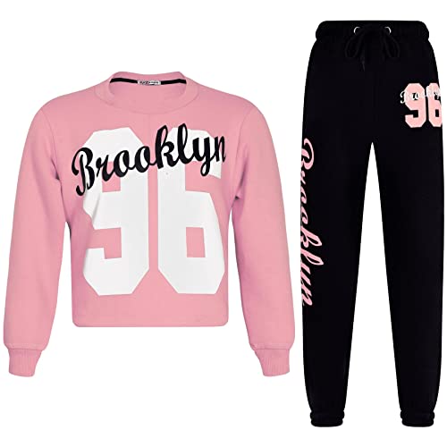 A2Z 4 Kids Girls Sweat Suit Tracksuit Sweatshirt Sweat Pants 2 Piece Lounge Suit Set - T.S 315 Baby Pink 11-12