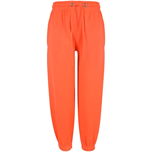 A2Z 4 Kids Boys Girls Joggers Jogging Pants Tracksuit Bottom Sweatpants - Fleece Trouser Neon Orange 9-10