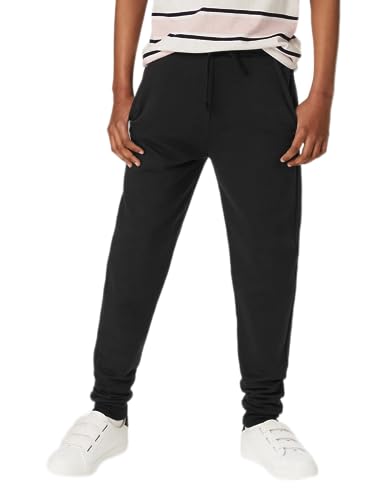 Listers Schoolwear Kids Boys Plain Slim Fit Joggers Ages 3-16y Gym Sports Elastic Waist Jogger Jog Bottoms Girls Unisex (Black, 12-13 Years)