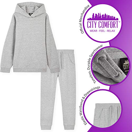CityComfort Tracksuit For Girls, Hoodies And Joggers For Kids 3-14 Years (Light Grey, 11-12 Years)