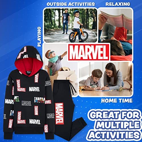 Marvel Boys Tracksuit, Hoodie and Joggers Set for Kids (Black Aop, 9-10 Years)