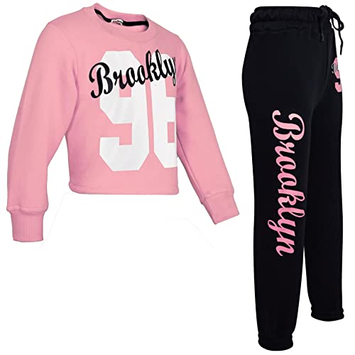 A2Z 4 Kids Girls Sweat Suit Tracksuit Sweatshirt Sweat Pants 2 Piece Lounge Suit Set - T.S 315 Baby Pink 11-12