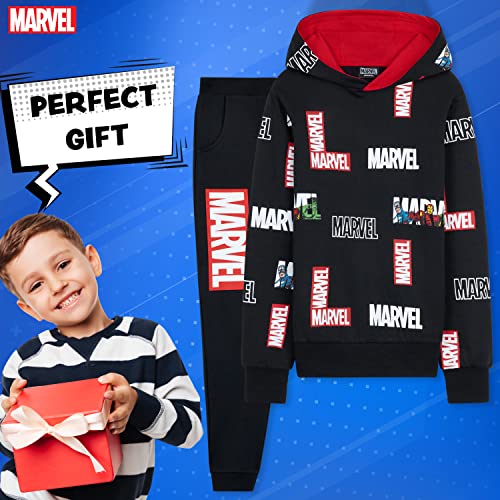 Marvel Boys Tracksuit, Hoodie and Joggers Set for Kids (Black Aop, 9-10 Years)