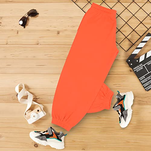 A2Z 4 Kids Boys Girls Joggers Jogging Pants Tracksuit Bottom Sweatpants - Fleece Trouser Neon Orange 9-10