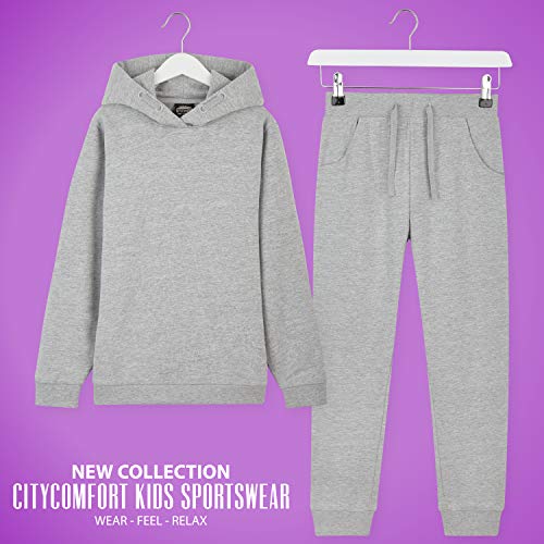 CityComfort Tracksuit For Girls, Hoodies And Joggers For Kids 3-14 Years (Light Grey, 11-12 Years)