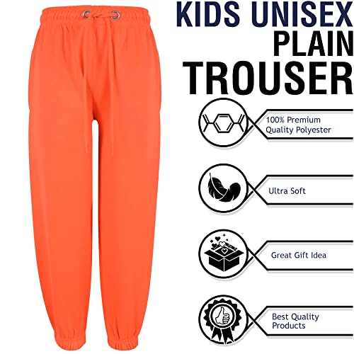 A2Z 4 Kids Boys Girls Joggers Jogging Pants Tracksuit Bottom Sweatpants - Fleece Trouser Neon Orange 9-10