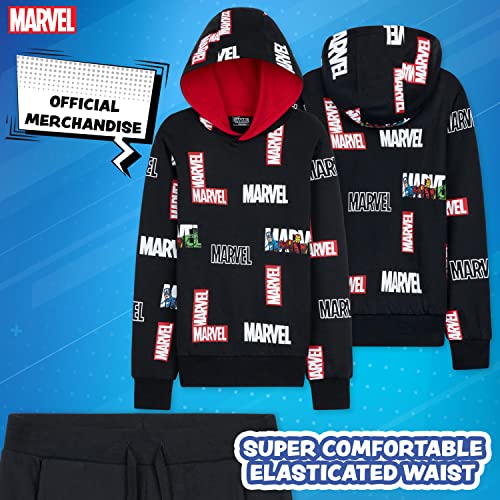 Marvel Boys Tracksuit, Hoodie and Joggers Set for Kids (Black Aop, 9-10 Years)