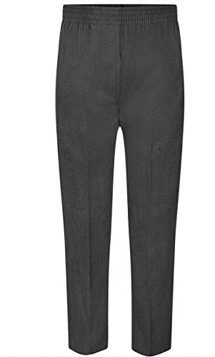 LSU Boys All Around Full Elasticated School Pull UP Trousers~Grey/Black~2/3 to 13/14 (Grey, 5-6 Years)