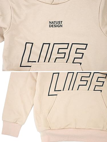 NATUST Kids Tracksuit Hoodie with Jogger Sweatpants Sports Activewear Set Girls Boys Khaki 13 Years (manufacturers's size: 160)