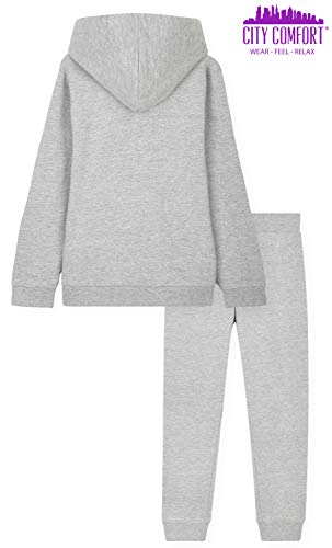 CityComfort Tracksuit For Girls, Hoodies And Joggers For Kids 3-14 Years (Light Grey, 11-12 Years)