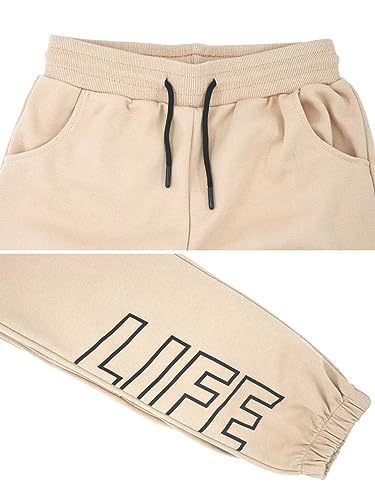 NATUST Kids Tracksuit Hoodie with Jogger Sweatpants Sports Activewear Set Girls Boys Khaki 13 Years (manufacturers's size: 160)