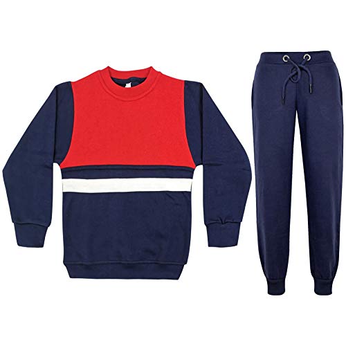 A2Z 4 Kids Kids Girls Boys Tracksuit Contrast Panelled Fleece Jogging Suit - T.S 702 Navy 4-5