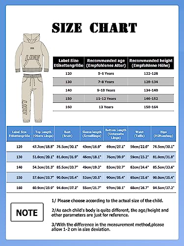 NATUST Kids Tracksuit Hoodie with Jogger Sweatpants Sports Activewear Set Girls Boys Khaki 13 Years (manufacturers's size: 160)
