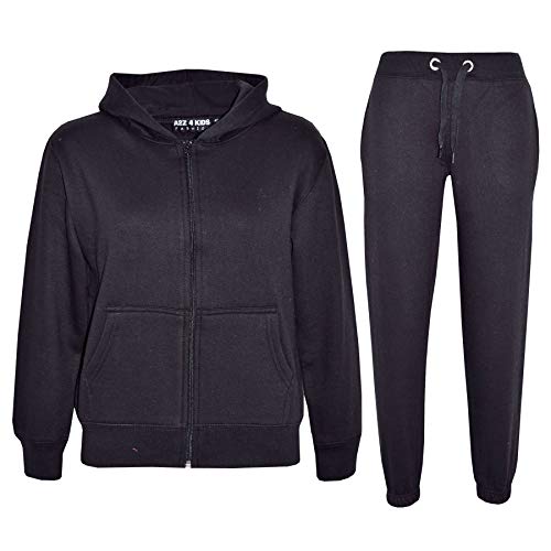 A2Z 4 Kids Plain Tracksuit Hoodie with Joggers - Plain Tracksuit black 7-8