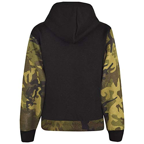 Kids Boys Girls Tracksuit Zipped Camo Fleece Hooded Top & Bottom Jogger Suit - T.S Plain 101 Camo Green.3-4