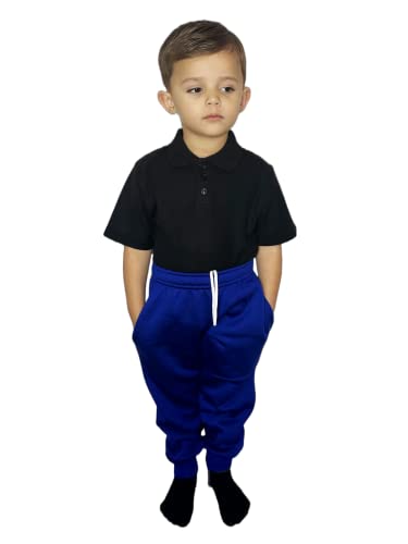 LUXFAB Kids Fleece Jogging Bottoms Boys Girls Sports PE Joggers Children Unisex Casual Fleece Pull On Trousers School Play Tracksuit Classic Bottom Soft Jog Pants Royal Blue
