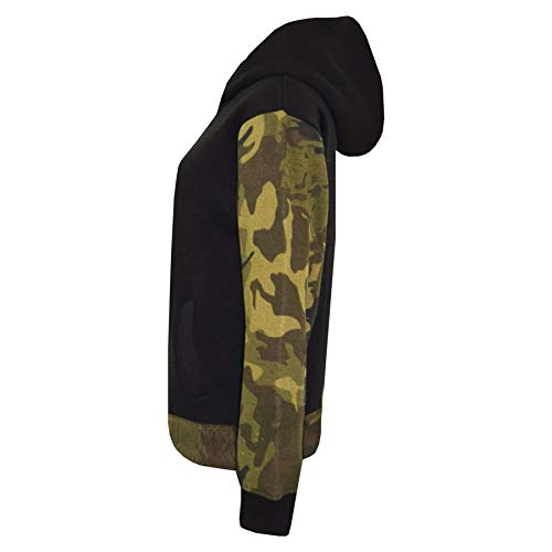 Kids Boys Girls Tracksuit Zipped Camo Fleece Hooded Top & Bottom Jogger Suit - T.S Plain 101 Camo Green.3-4