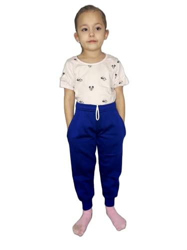 LUXFAB Kids Fleece Jogging Bottoms Boys Girls Sports PE Joggers Children Unisex Casual Fleece Pull On Trousers School Play Tracksuit Classic Bottom Soft Jog Pants Royal Blue