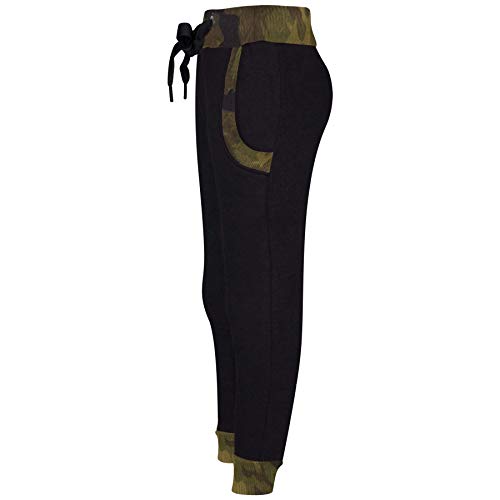 Kids Boys Girls Tracksuit Zipped Camo Fleece Hooded Top & Bottom Jogger Suit - T.S Plain 101 Camo Green.3-4