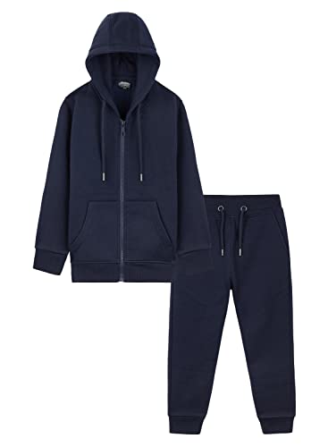 CityComfort Boys Tracksuit Zip Up Hoodie and Joggers for Kids (13-14 Years, Navy)