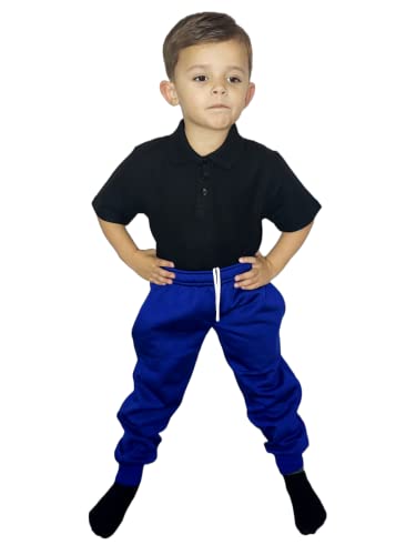 LUXFAB Kids Fleece Jogging Bottoms Boys Girls Sports PE Joggers Children Unisex Casual Fleece Pull On Trousers School Play Tracksuit Classic Bottom Soft Jog Pants Royal Blue