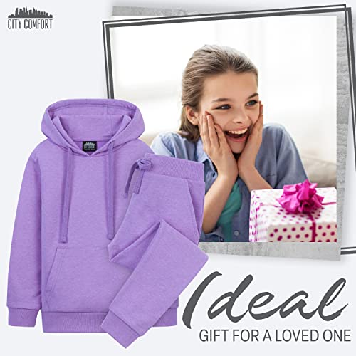 CityComfort Girls Tracksuit Set Neon Hoodie and Jogging Bottoms 2 Piece Loungewear Activewear Kids and Teenagers Tracksuit 5-15 Years (Neon Purple, 11-12 Years)