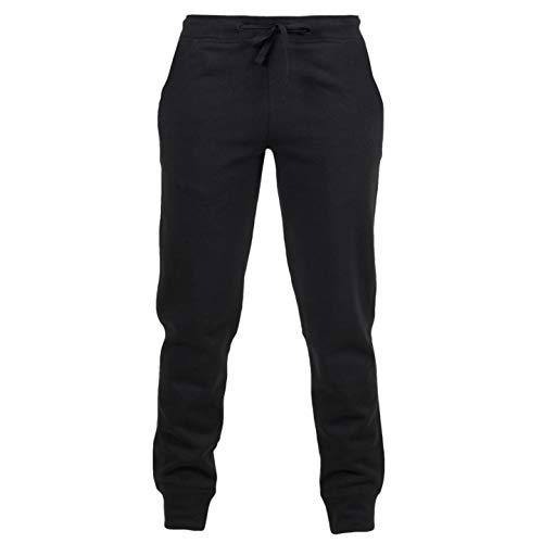 Style Lockers® Kids Boys Girls Slim Fit Trousers - Unisex Pe School Jogging Bottom Fleece Sweatpants Elasticated Cuff Joggers Pant (Black, 5-6 Years)