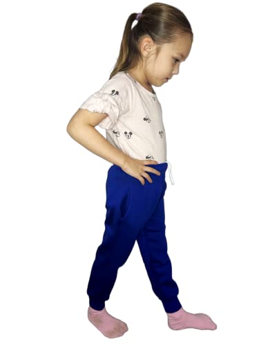 LUXFAB Kids Fleece Jogging Bottoms Boys Girls Sports PE Joggers Children Unisex Casual Fleece Pull On Trousers School Play Tracksuit Classic Bottom Soft Jog Pants Royal Blue