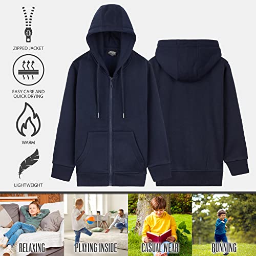 CityComfort Boys Tracksuit Zip Up Hoodie and Joggers for Kids (13-14 Years, Navy)