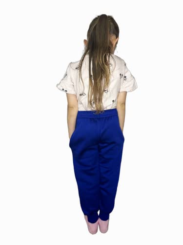 LUXFAB Kids Fleece Jogging Bottoms Boys Girls Sports PE Joggers Children Unisex Casual Fleece Pull On Trousers School Play Tracksuit Classic Bottom Soft Jog Pants Royal Blue