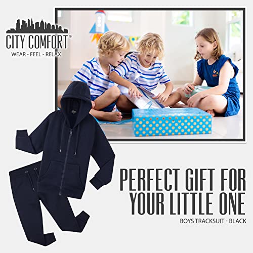 CityComfort Boys Tracksuit Zip Up Hoodie and Joggers for Kids (13-14 Years, Navy)