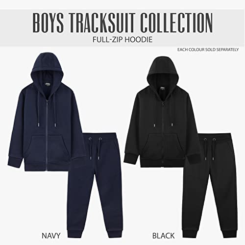 CityComfort Boys Tracksuit Zip Up Hoodie and Joggers for Kids (13-14 Years, Navy)