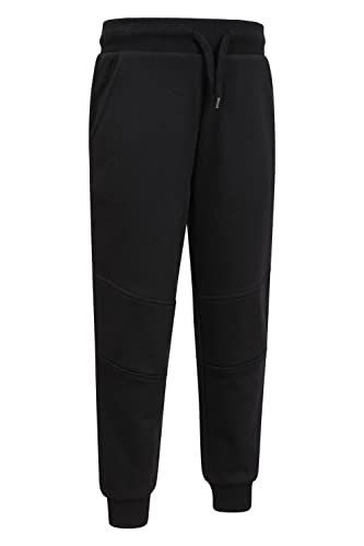 Mountain Warehouse Kids Active Club Joggers - 100% Organic Cotton Bottoms with Adjustable Waist & Side Pockets, for Boys & Girls - Best for, Running & Outdoors Black 5-6 Years