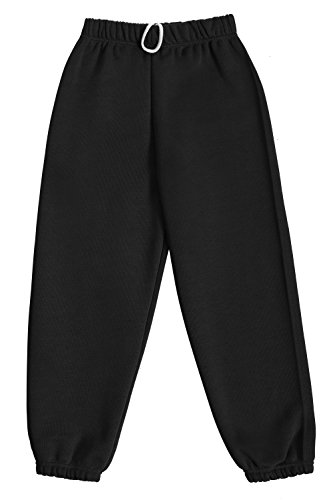 Dalsa Boys Girls Childrens Kids School PE Fleece Jogging Tracksuit Bottoms Trousers Black Age 6-7 Years (28 6-7 Years, Black)