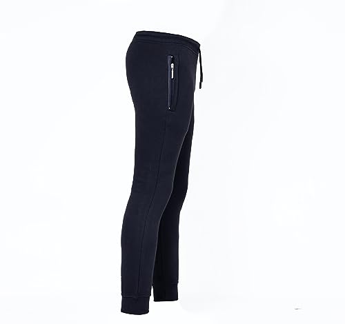Unisex Sports Joggers Fleece Bottoms Slim Fit Sweatpants 5-14 Yrs (UK, Age, 13 Years, 14 Years, Slim, Black)