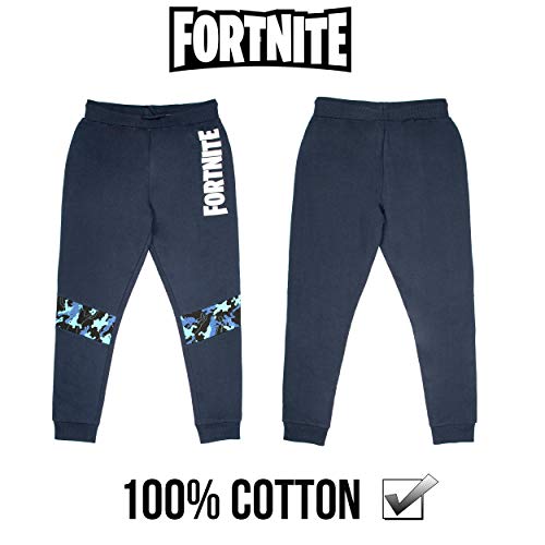 Fortnite - Game Merchandise - Boys Tracksuit Bottoms - 100% Cotton Tracksuit Trousers Gifts for Boys - Navy Blue - Small (Age 9-10)
