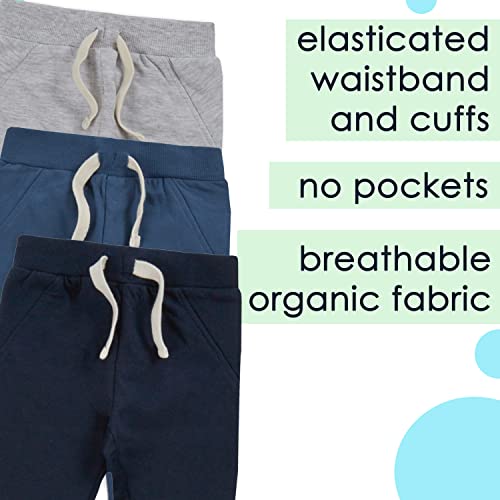 Metzuyan 3 Pack Baby Boys 100% Cotton Joggers Sweatpants Elasticated Waistband Jog Pants 3 Colours Mix 12-18 Months