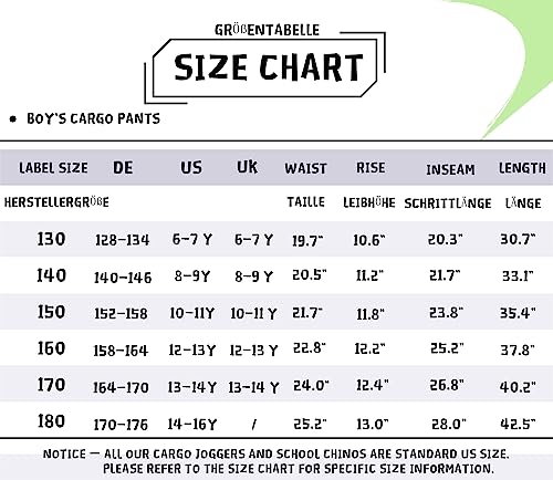 CAMLAKEE Boys Trousers Cargo Pants Kids School Jogging Bottoms Casual Streewear with Elastic Cuffs Black UK:10-11 Years (manufacturers's Size: 150)